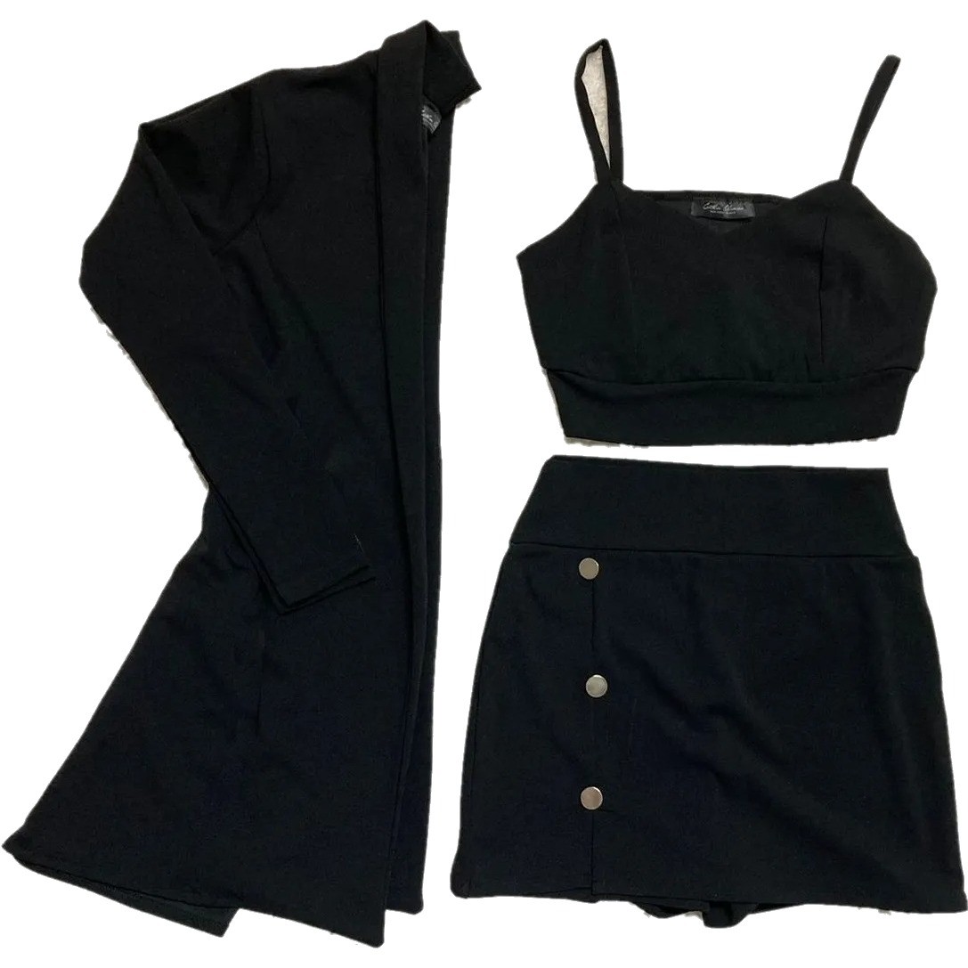 Jacket, Top And Short Skirt Set